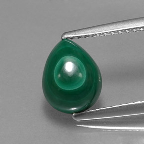 Malachite vert naturelle en forme de poire, 3,08 ct, opaque