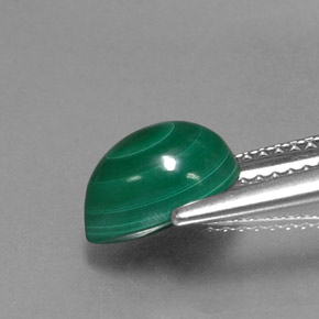 Malachite vert naturelle en forme de poire, 3,08 ct, opaque
