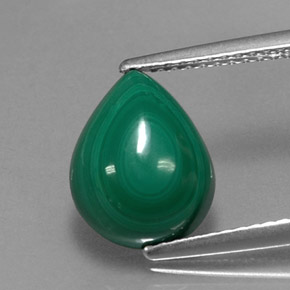 Malachite vert naturelle en forme de poire, 4,09 ct, opaque