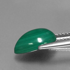 Malachite vert naturelle en forme de poire, 4,09 ct, opaque