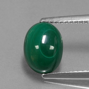 Malachite vert naturelle coupe ovale, 3,17 ct, opaque