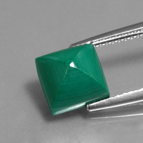 Malachite vert naturelle carré, 4,15 ct, opaque