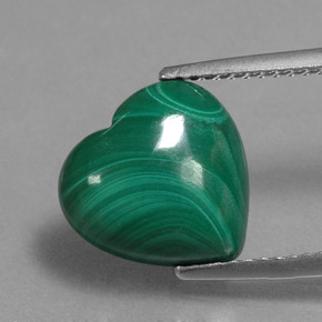 Malachite vert naturelle forme de coeur, 5,72 ct, opaque