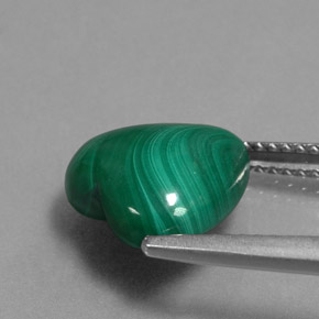 Malachite vert naturelle forme de coeur, 5,72 ct, opaque