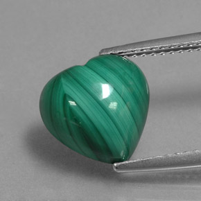 Malachite vert naturelle forme de coeur, 5,81 ct, opaque