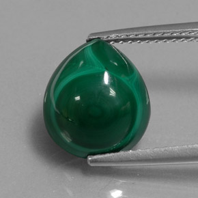 Malachite vert naturelle en forme de poire, 8,20 ct, opaque