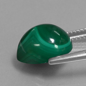 Malachite vert naturelle en forme de poire, 8,20 ct, opaque