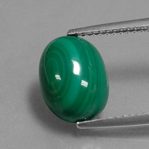 Malachite vert naturelle coupe ovale, 4,97 ct, opaque