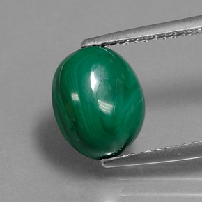 Malachite vert naturelle coupe ovale, 4,25 ct, opaque