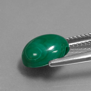 Malachite vert naturelle coupe ovale, 4,25 ct, opaque