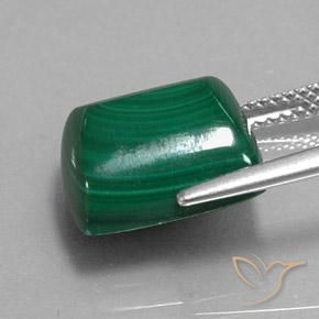 Malachite Vert moyen naturelle Baquette, 11.84 ct, Opaque