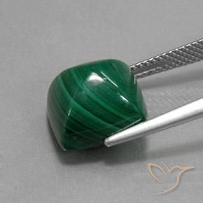 Malachite Vert pin naturelle Baquette, 11.53 ct, Opaque