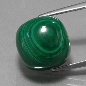 Malachite vert naturelle coupe coussin, 15,44 ct, opaque