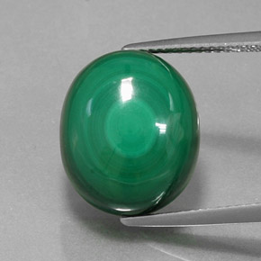 Malachite vert naturelle coupe ovale, 15,46 ct, opaque