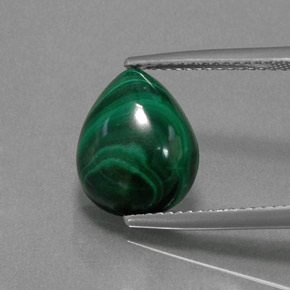 Malachite vert naturelle en forme de poire, 7,30 ct, opaque