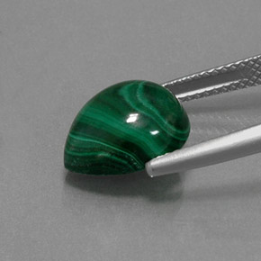 Malachite vert naturelle en forme de poire, 7,30 ct, opaque
