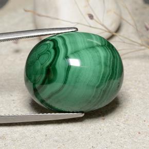 Malachite vert naturelle coupe ovale, 39,18 ct, opaque