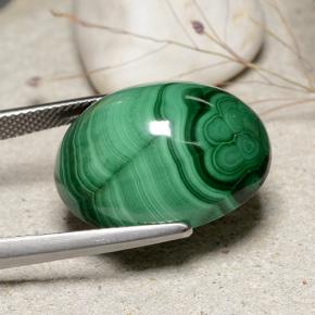 Malachite vert naturelle coupe ovale, 39,18 ct, opaque