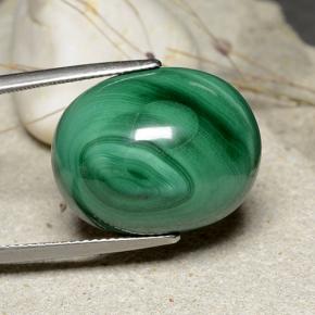 Malachite vert naturelle coupe ovale, 32,84 ct, opaque