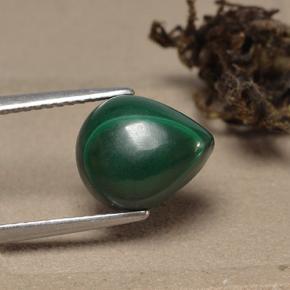 Malachite vert naturelle en forme de poire, 5,60 ct, opaque