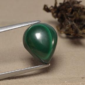 Malachite vert naturelle en forme de poire, 5,60 ct, opaque