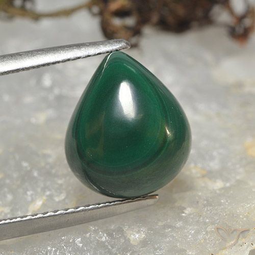 8.54ct Naturel Vert Malachite, En forme de poire, Opaque