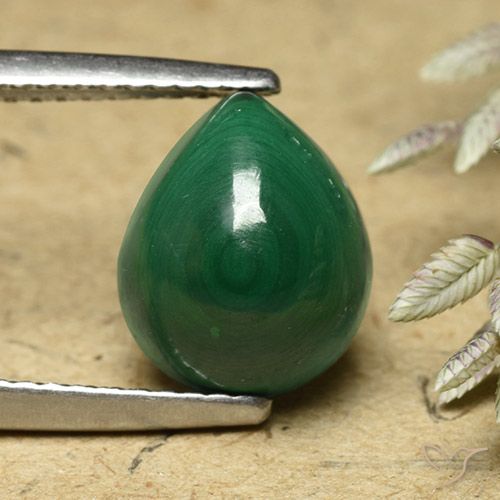 Malachite Vert naturelle En forme de poire, 5.86 ct, Opaque