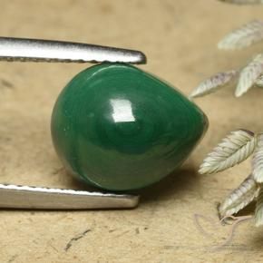 Malachite Vert naturelle En forme de poire, 5.86 ct, Opaque