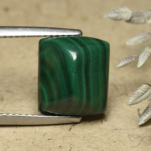 8.76ct Naturel Vert moyen Malachite, Baquette, Opaque