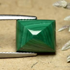 Malachite Vert moyen naturelle Baquette, 8.42 ct, Opaque