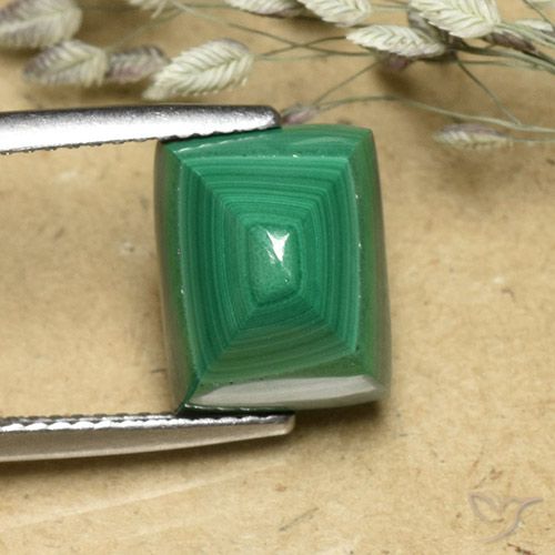 8.18ct Naturel Vert chaud Malachite, Baquette, Opaque