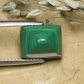 Malachite Vert chaud naturelle Baquette, 8.18 ct, Opaque