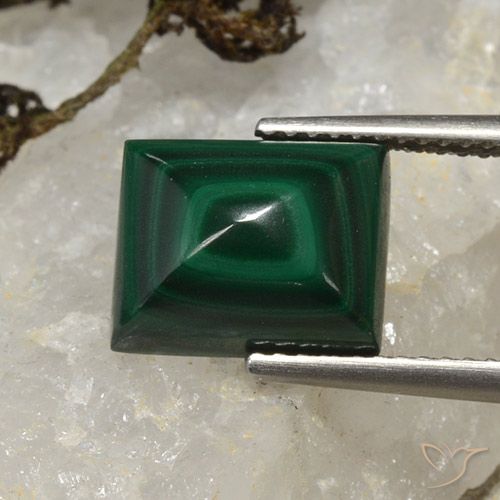 6.17ct Naturel Vert moyen Malachite, Baquette, Opaque