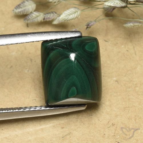 9.74ct Naturel Vert pin Malachite, Baquette, Opaque