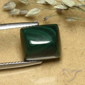 Malachite Vert pin naturelle Baquette, 9.74 ct, Opaque