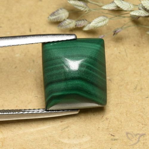 Malachite Vert moyen naturelle Baquette, 13.91 ct, Opaque