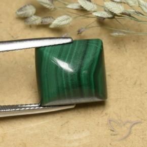Malachite Vert moyen naturelle Baquette, 13.91 ct, Opaque