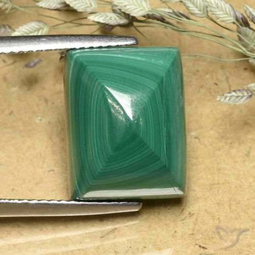 16.70ct Naturel Vert Malachite, Baquette, Opaque