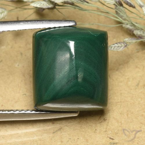 20.38ct Naturel Vert moyen Malachite, Baquette, Opaque