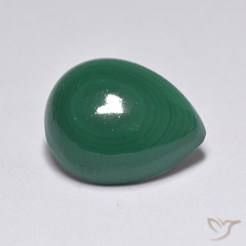 Malachite Vert moyen naturelle En forme de poire, 3.26 ct, Opaque