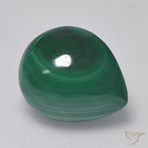 Malachite Vert naturelle En forme de poire, 3.91 ct, Opaque