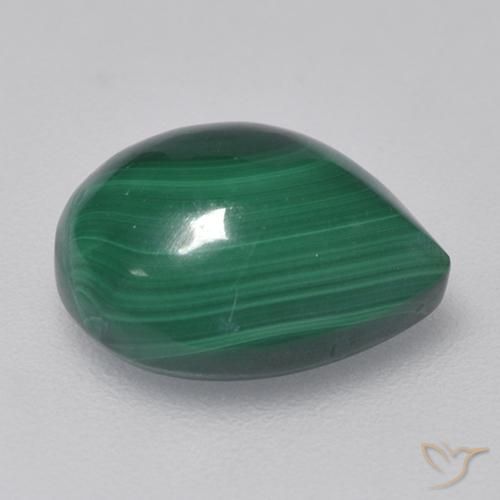 Malachite Vert naturelle En forme de poire, 3.91 ct, Opaque
