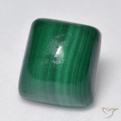 Malachite Vert moyen naturelle Coussin, 3.82 ct, Opaque