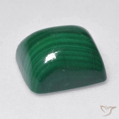 Malachite Vert moyen naturelle Coussin, 3.82 ct, Opaque