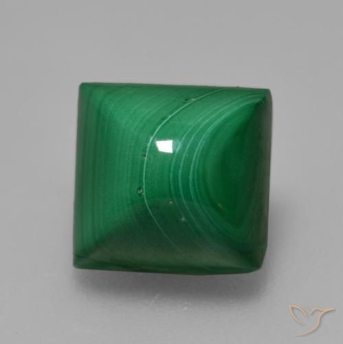 5.85ct Naturel Vert moyen Malachite, Carré, Opaque