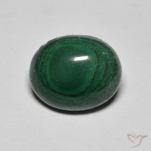 Malachite vert naturelle coupe ovale, 6,43 ct, opaque