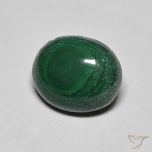 Malachite vert naturelle coupe ovale, 6,43 ct, opaque
