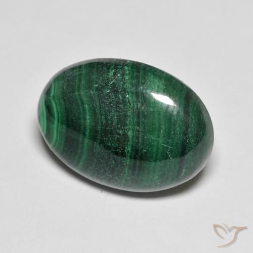 Malachite Vert foncé naturelle ovale, 15.50 ct, Opaque