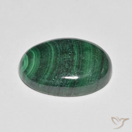 Malachite Vert foncé naturelle ovale, 15.50 ct, Opaque