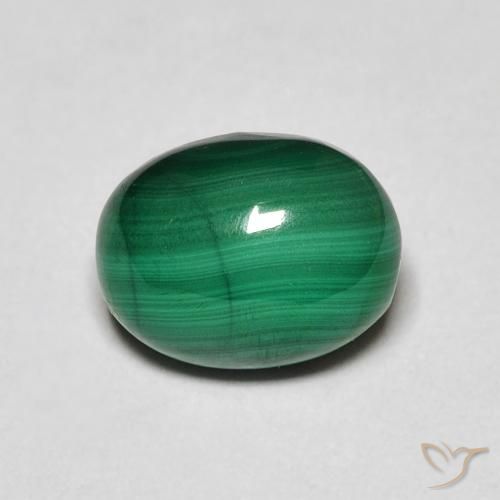 Malachite Vert moyen naturelle ovale, 3.26 ct, Opaque
